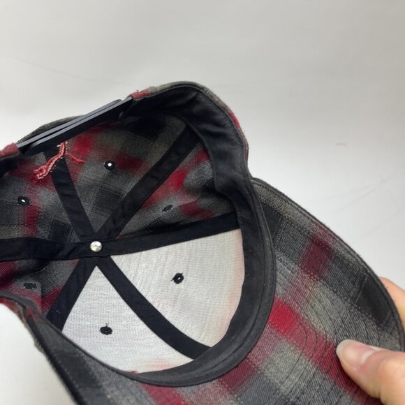 Y2K Puma Baseball Hat Cap Tartan Plaid Grey / Red Adjustable Lumberjack Casual - Picture 8 of 10